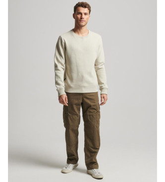 Superdry Essential beige sweatshirt med rund hals og Essential-logo