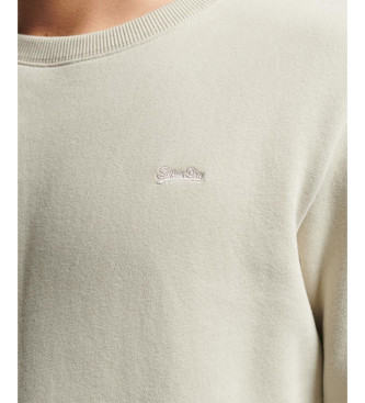 Superdry Essential beige sweatshirt med rund hals og Essential-logo