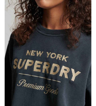 Superdry Felpa nera con logo metallizzato Luxe