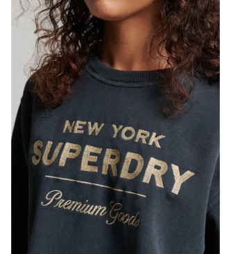 Superdry Mikina z logotipom Luxe metalic black