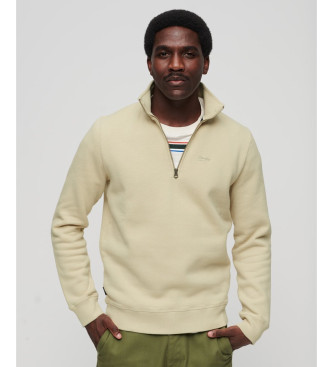 Superdry Essentieel beige sweatshirt met halve rits