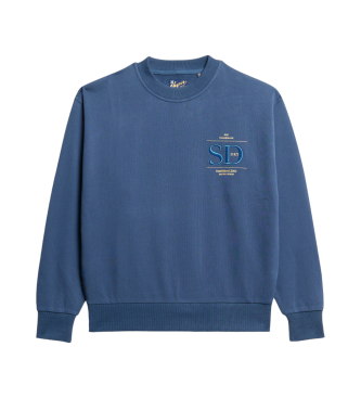 Superdry Lstsiddende sweatshirt med metallisk logo Luxe blue