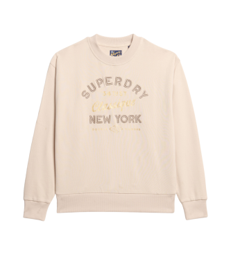 Superdry Locker sitzendes Sweatshirt mit metallischem Luxe-Logo beige