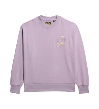 Superdry Locker sitzendes Sweatshirt mit metallischem Luxe-Logo in Flieder