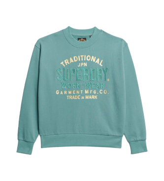 Superdry Loose-fitting sweatshirt with metallic logo Luxe turquoise  