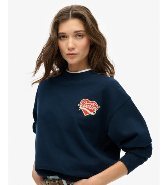 Superdry Workwear marinbl sweatshirt med ls passform