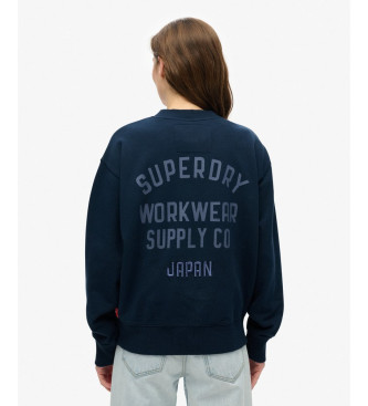 Superdry Felpa ampia da lavoro blu scuro