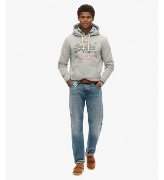 Superdry Felpa grigia vintage Heritage dalla vestibilit rilassata