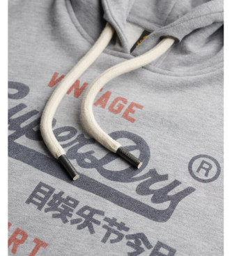 Superdry Felpa grigia vintage Heritage dalla vestibilit rilassata