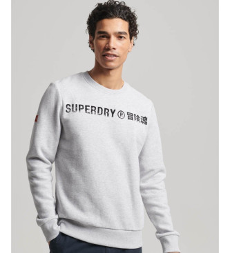 Superdry Sudadera de cuello redondo con logotipo Workwear Vintage gris