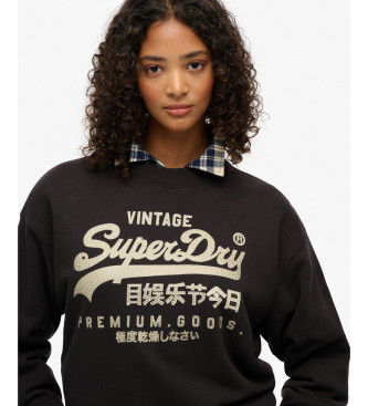 Superdry Sweatshirt Verschnertes Vintage Logo schwarz