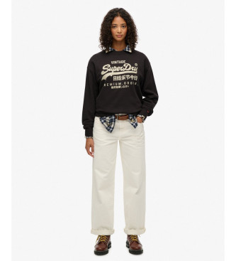 Superdry Sweatshirt Verschnertes Vintage Logo schwarz