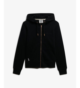 Superdry Felpa Essential Logo Ziphood HB, nera