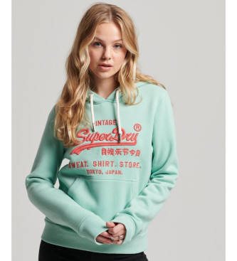 Superdry Fluorescerend sweatshirt met groen Vintage Logo logo