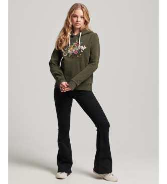 Superdry Grafisch sweatshirt met capuchon Tattoo Script groen