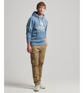 Superdry Graphic hooded sweatshirt Travel Postcard blue