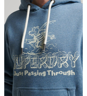 Superdry Grafisch sweatshirt met capuchon Travel Postcard blauw