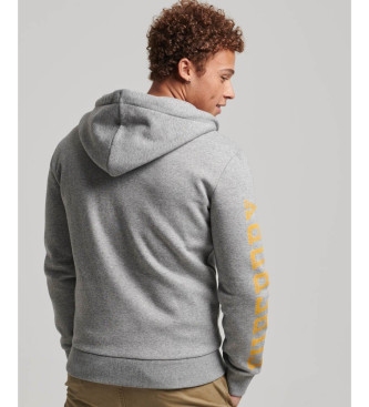 Superdry Athletic College grey zip hooded graphic sweatshirt with hoodie