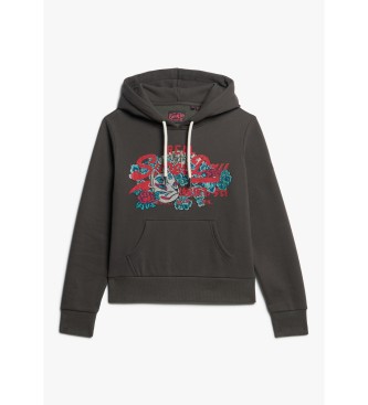 Superdry Grafisch sweatshirt met logo Tokyo Vintage donkergrijs