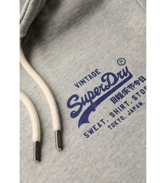 Superdry Grafisch sweatshirt met capuchon en logo Vintage Classic   grijs