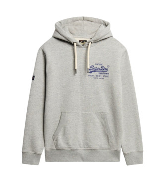 Superdry Grafisch sweatshirt met capuchon en logo Vintage Classic   grijs