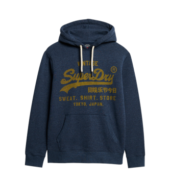 Superdry Grafisch sweatshirt met capuchon en logo Vintage Classic donkergrijs