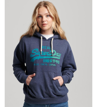 Superdry Graphic hooded sweatshirt with Vintage Logo in a deeper navy shade