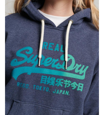 Superdry Graphic hooded sweatshirt with Vintage Logo in a deeper navy shade