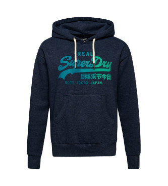 Superdry Graphic hooded sweatshirt with Vintage Logo in a deeper navy shade