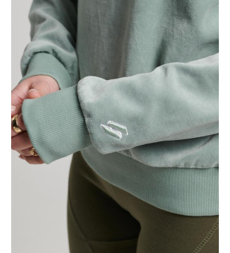 Superdry Grafisk sweatshirt i sammet, rund hals och fyrkantig skrning grn