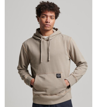 Superdry Felpa con cappuccio ampia con cuciture a contrasto beige