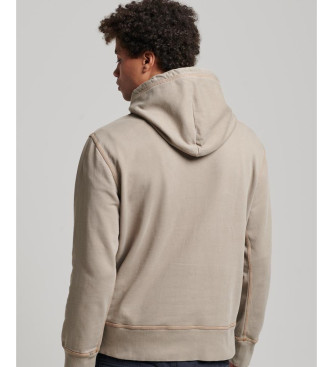 Superdry Loose-fitting hooded sweatshirt with contrasting beige stitching