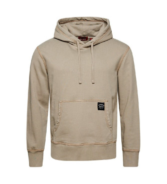 Superdry Felpa con cappuccio ampia con cuciture a contrasto beige