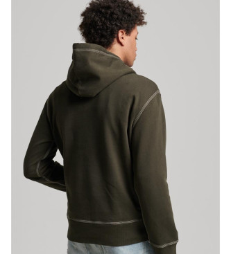 Superdry Sweatshirt com capuz, de corte largo, com costura verde em contraste