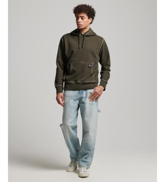 Superdry Sweatshirt com capuz, de corte largo, com costura verde em contraste