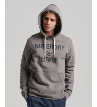 Superdry Sweatshirt com capuz em mármore cinzento