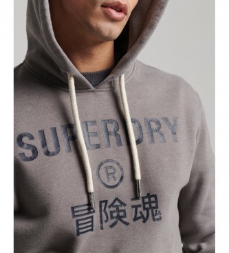 Superdry Sweatshirt com capuz em mármore cinzento