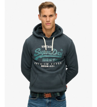 Superdry Felpa con logo Duo vintage blu scuro