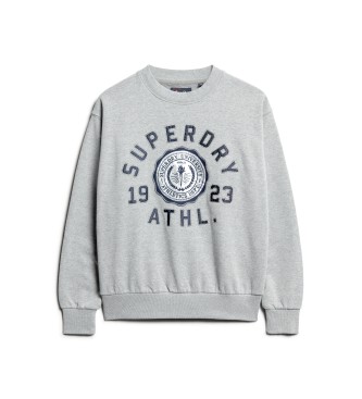 Superdry Sudadera suelta College Script gris