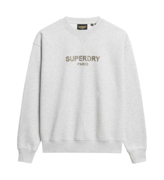 Superdry Felpa grigia Sport Luxe girocollo ampia  