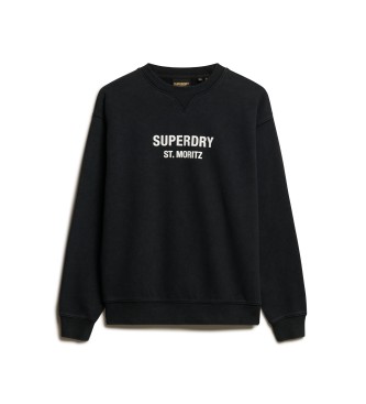 Superdry Luźna bluza Sport Luxe z okrągłym dekoltem, czarna