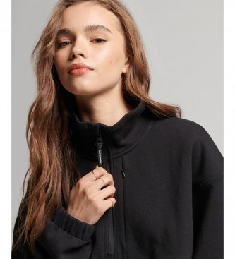 Superdry Teknisk sweatshirt med halv dragkedja och fladdermusrmar svart