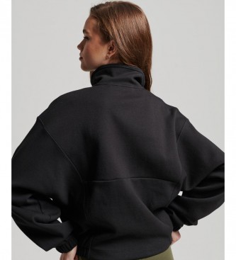 Superdry Tech sweatshirt with half zip and bat sleeve black