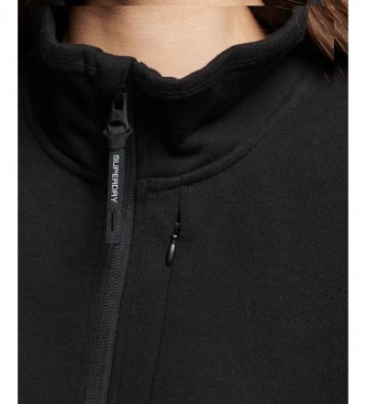 Superdry Tech-sweatshirt med halv lynls og flagermusrme sort