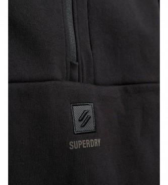 Superdry Tech sweatshirt with half zip and bat sleeve black