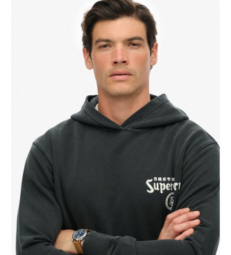 Superdry Sweatshirt Tokyo Narrative Capuz solto preto