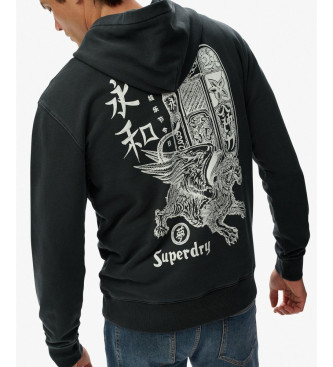 Superdry Sweatshirt Tokyo Narrative Capuz solto preto