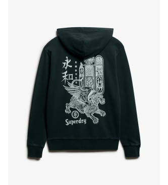 Superdry Sweatshirt Tokyo Narrative Capuz solto preto