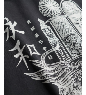 Superdry Sweatshirt Tokyo Narrative Capuz solto preto