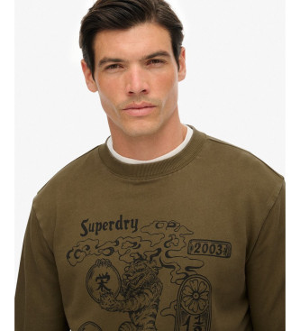 Superdry Tokyo Narrative Sweatshirt ample marron vert marron